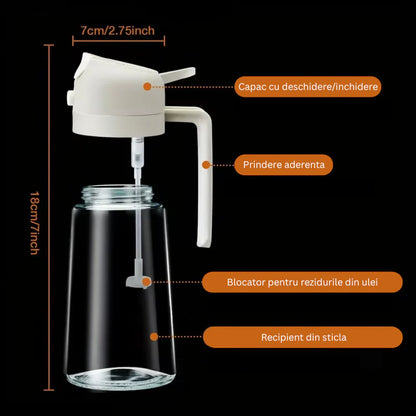 1+1 GRATUIT: Recipient pentru ulei 2 in 1 din sticla, 470ml