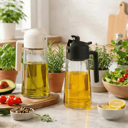 1+1 GRATUIT: Recipient pentru ulei 2 in 1 din sticla, 470ml