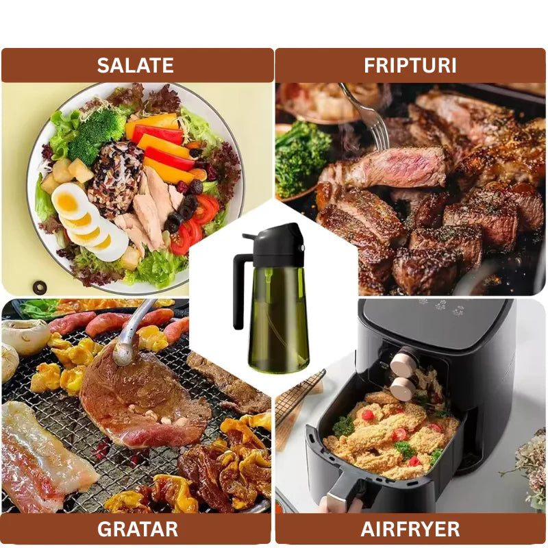 1+1 GRATUIT: Recipient pentru ulei 2 in 1 din sticla, 470ml