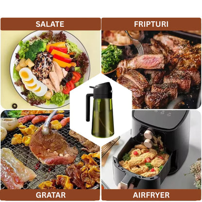 1+1 GRATUIT: Recipient pentru ulei 2 in 1 din sticla, 470ml